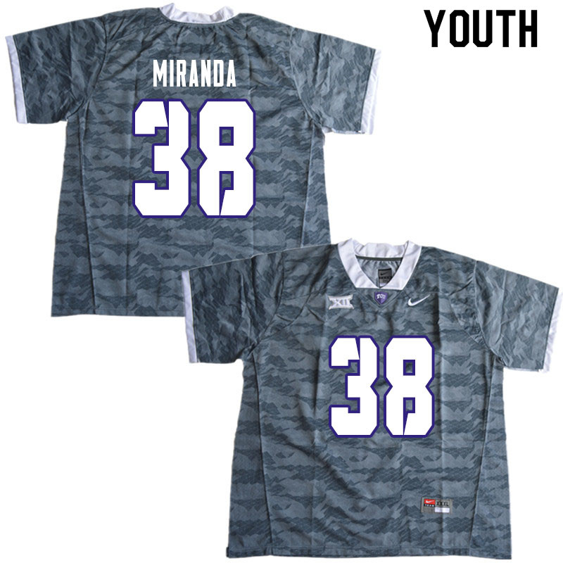 Youth #38 Jose Miranda TCU Horned Frogs College Football Jerseys Sale-Gray - Click Image to Close
